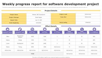 Weekly Progress Report For Software Development Project