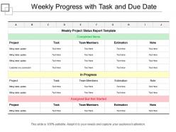 Weekly progress with task and due date