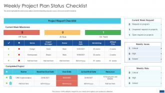 Weekly Project Plan Status Checklist