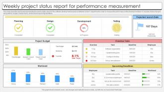 Weekly Project Status Report For Performance Measurement