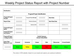 Weekly project status report with project number