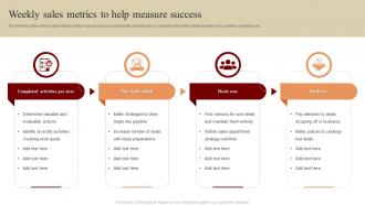Weekly sales metrics to help measure success
