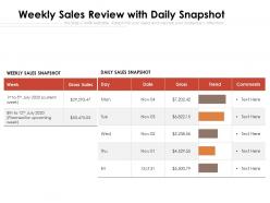 Weekly sales review with daily snapshot