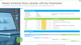 Weekly Schedule Status Update With Key Parameters