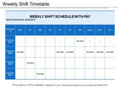 Weekly shift timetable