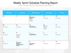 Weekly sprint schedule planning report