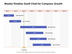 Weekly timeline gantt chart for company growth ppt powerpoint presentation design
