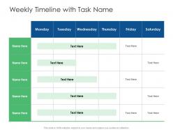 Weekly timeline with task name cyber security phishing awareness training ppt introduction