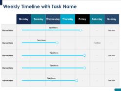 Weekly Timeline With Task Name Days And Week Ppt Powerpoint Presentation Maker