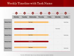 Weekly timeline with task name m1203 ppt powerpoint presentation file deck