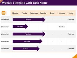 Weekly Timeline With Task Name Monday To Sunday Powerpoint Presentation Visual Aids