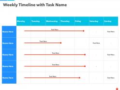 Weekly timeline with task name ppt summary