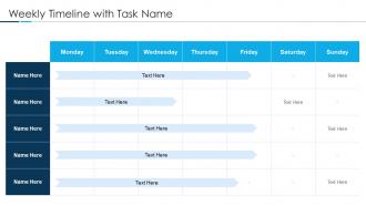 Weekly timeline with task name scrum tools utilized by agile teams it