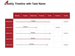 Weekly timeline with task name table ppt powerpoint presentation professional good