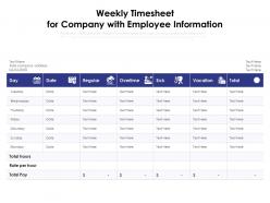Weekly Timesheet For Company With Employee Information