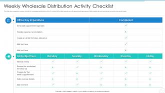Weekly Wholesale Distribution Activity Checklist