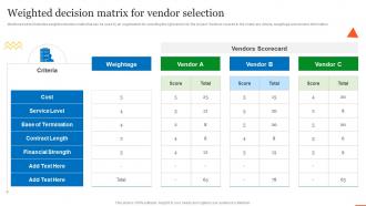 Weighted Decision Matrix For Vendor Selection QCP Templates Set 1