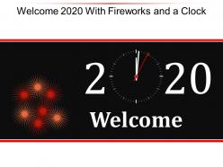 Welcome 2020 with fireworks and a clock ppt background