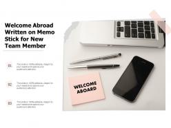 Welcome abroad written on memo stick for new team member