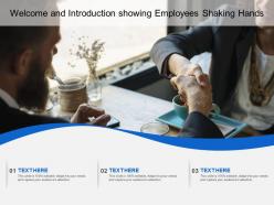 Welcome and introduction showing employees shaking hands