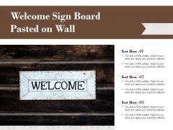 Welcome sign board pasted on wall