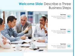 Welcome Slide Describe A Three Business Steps Infographic Template