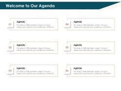 Welcome to our agenda l2166 ppt powerpoint presentation styles good