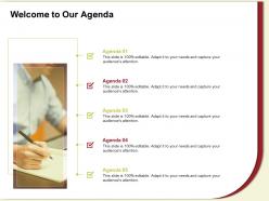 Welcome to our agenda m606 ppt powerpoint presentation icon professional