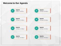 Welcome to our agenda m632 ppt powerpoint presentation model samples