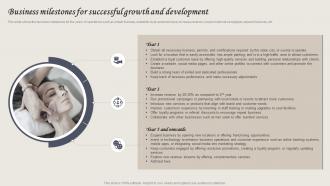 Wellness Spa Services Business Milestones For Successful Growth And Development BP SS