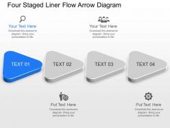 Wf four staged liner flow arrow diagram powerpoint template