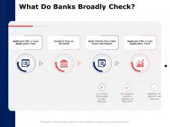 What do banks broadly check report ppt powerpoint presentation visuals