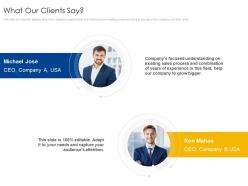 What our clients say b2b sales process consulting ppt template