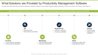 What solutions are provided by productivity management software ppt slides graphics