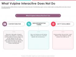What Vulpine Interactive Does Not Do Vulpine Interactive Funding Elevator Ppt Ideas