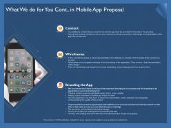 What we do for you cont in mobile app proposal wireframes ppt icon designs