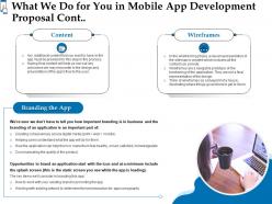 What we do for you in mobile app development proposal cont ppt powerpoint layouts