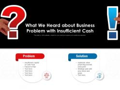 What we heard about business problem with insufficient cash