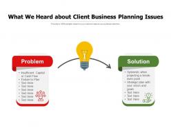 What we heard about client business planning issues