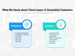 What we heard about client issues of unsatisfied customers