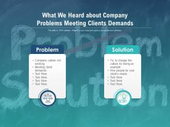 What we heard about company problems meeting clients demands