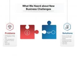 What we heard about new business challenges