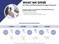 What we offer for inbound marketing strategies proposal ppt powerpoint display