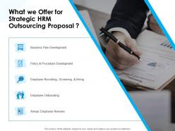 What we offer for strategic hrm outsourcing proposal ppt icon background