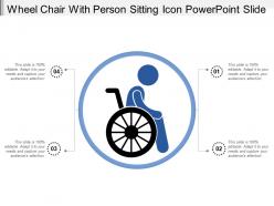 Wheel chair with person sitting icon powerpoint slide