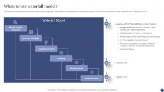 When To Use Waterfall Model SDLC Ppt Powerpoint Presentation Infographics Slides