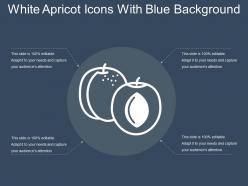 White apricot icons with blue background