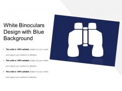 White binoculars design with blue background