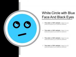 White circle with blue face and black eyes