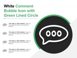 White comment bubble icon with green lined circle